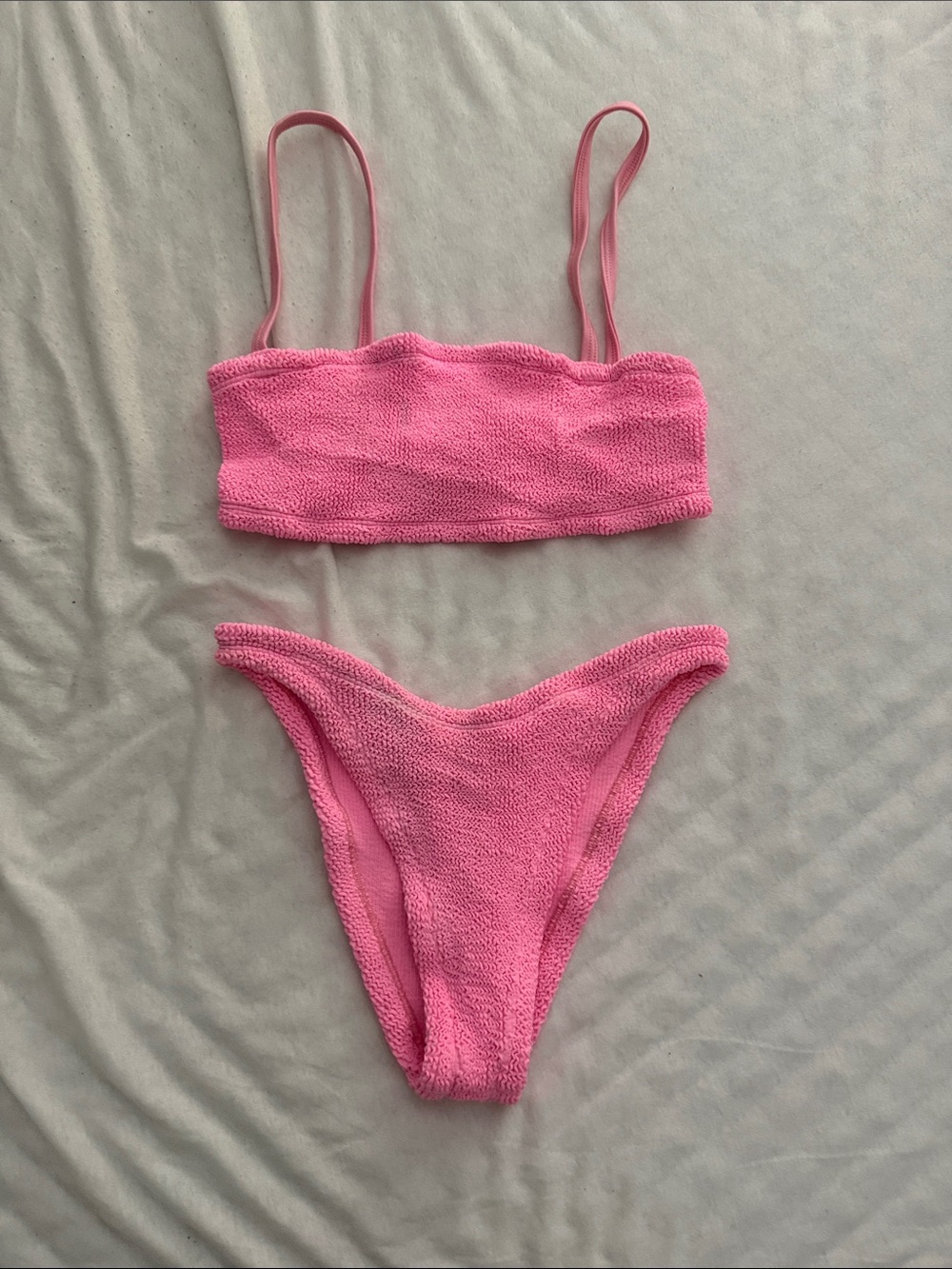 Hunza G Pink Textured Two-Piece Bikini